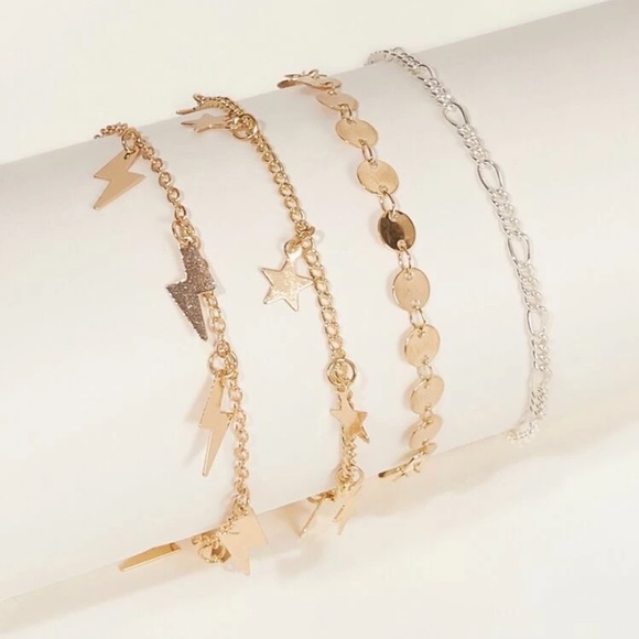 3/$30 Star & Lightening Bolt Charm Anklet - Picture 2 of 4